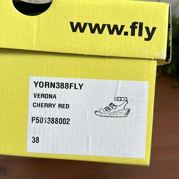 FLY London Yorn Leather Buckle Wedges Sandals Size 38 - Picture 12 of 12